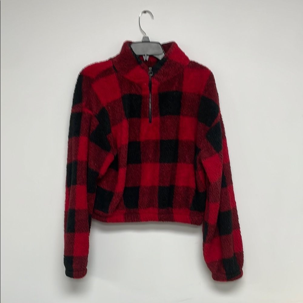 SO Red and Black Plaid Fleece Jacket